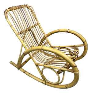 1960s Mid Century Italian Franco Albini Style Bamboo Rocking Chair