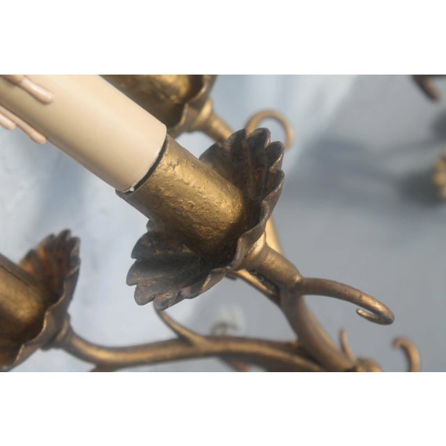 Gold 1930s Traditional Gilt Steel Maison Bagues Style 3 Light Sconces - a Pair For Sale - Image 8 of 10
