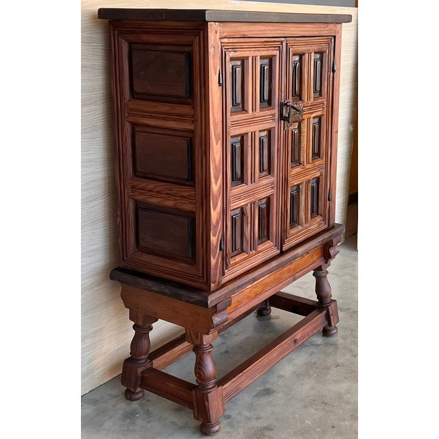 Baroque Spanish Baroque Cabinet Bar in Carved Walnut, 1940s For Sale - Image 3 of 10