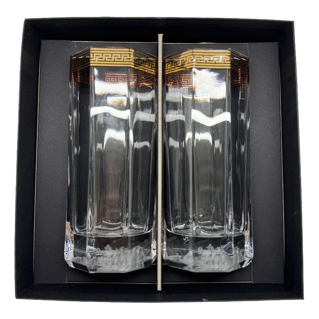 Medusa Dor Longdrink Glasses by Versace for Rosenthal, 1990s, Set of 2 For Sale