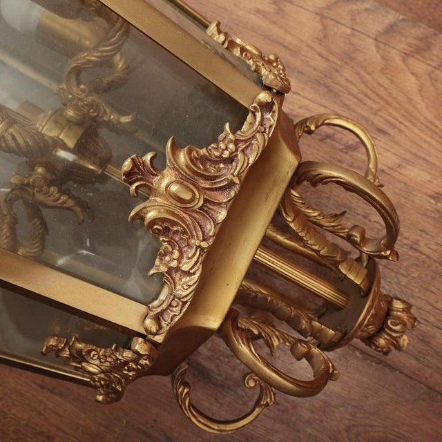 French Rococo Revival Gilt Lantern Pendant, 1940s For Sale - Image 6 of 10