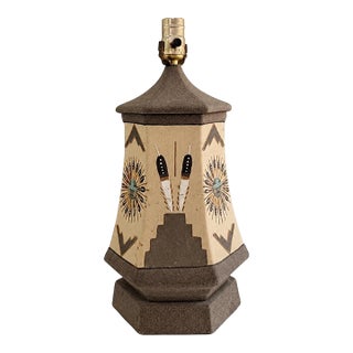 Vintage Southwestern Native American-Inspired Geometric Table Lamp For Sale