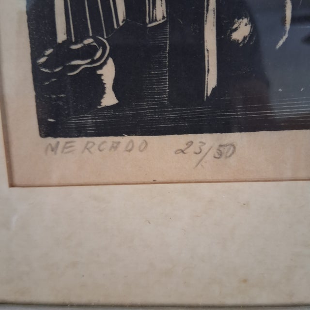 Francisco Amighetti Woodblock Print "Mercado" 1950 For Sale - Image 4 of 5