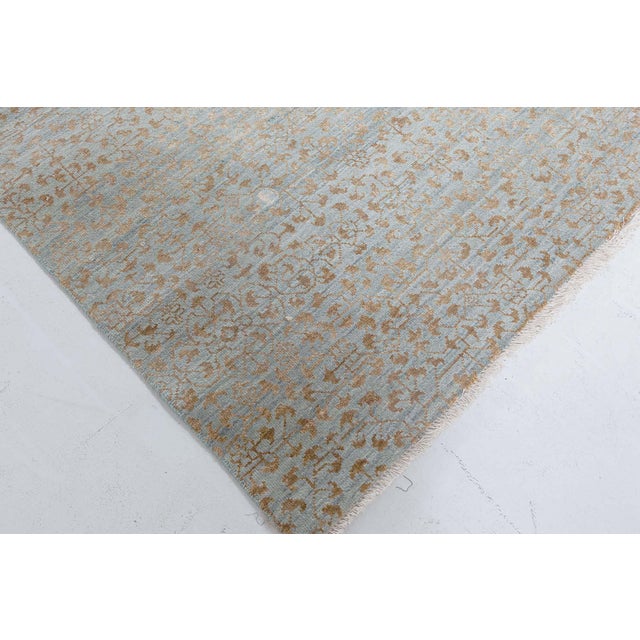 Silver Modern Traditional-Inspired Hand-Knotted Silk & Wool Runner by Doris Leslie Blau For Sale - Image 8 of 9