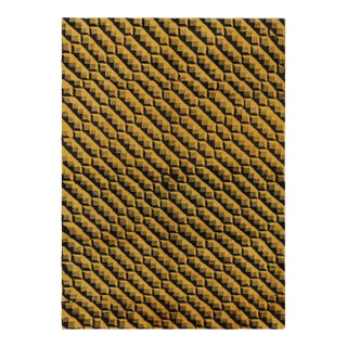 Vintage Zeki Müren Rug With Gold and Black Geometric Patterns | Rug & Kilim For Sale