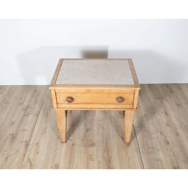 Tan Early 20th Century Louis XVI Style Bedside Table with Marble Top For Sale - Image 8 of 9