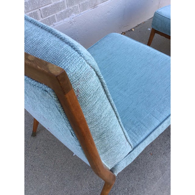 Robin's Egg Blue Pair of Model 400 Slipper Chairs for Custom Craft, Circa 1955 Attributed to Paul McCobb For Sale - Image 8 of 12