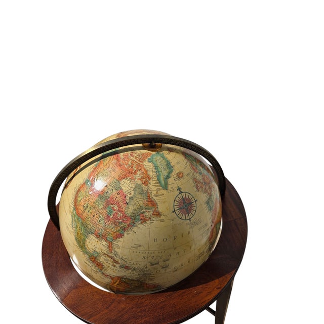 1980s Custom Mahogany Replogle Floor World Globe Heirloom Mahogany Stand Table For Sale - Image 13 of 15