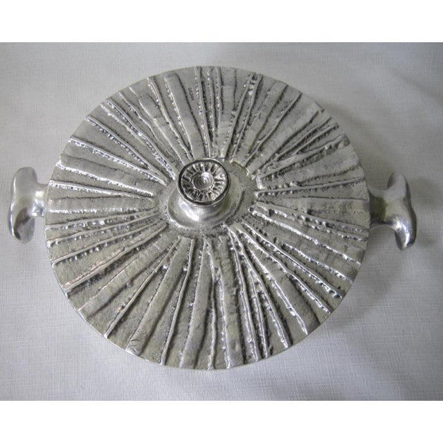 Don Drum cast aluminum round serving dish. Signed on the base and dated 1969. It is in excellent condition. It measures...