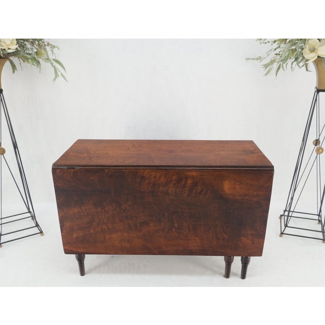 Solid Walnut Board Antique Drop Leaf Dining Center Console Table Clean For Sale - Image 6 of 12