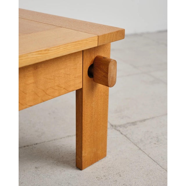Large Brutalist Coffee Table in Oak by Tage Poulsen, Denmark, 1960s For Sale - Image 12 of 18