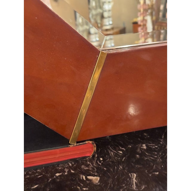 Italian MCM Design Parchment and Brass Octagonal Mirror For Sale - Image 4 of 7