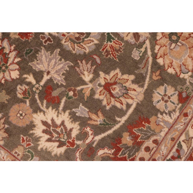 Floral 1990's Pak-Persian Green/Taupe Wool Rug - 6'0'' X 8'9'' For Sale In New York - Image 6 of 9