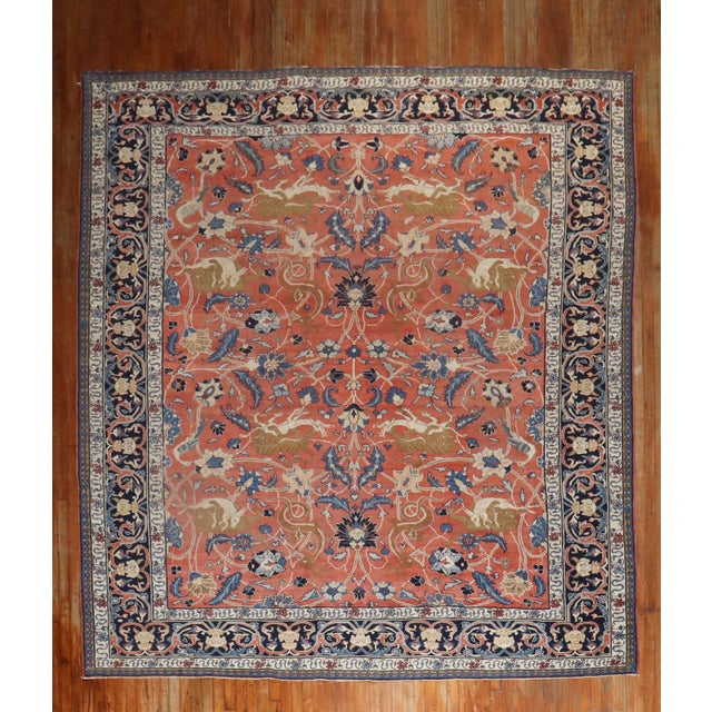Early 20th Century Persian Tabriz Hunting Animal Pictorial Rug For Sale - Image 13 of 18