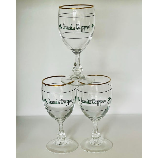 Glass 1950s Gold Trimmed Irish Coffee Goblets - Set of Three For Sale - Image 7 of 7