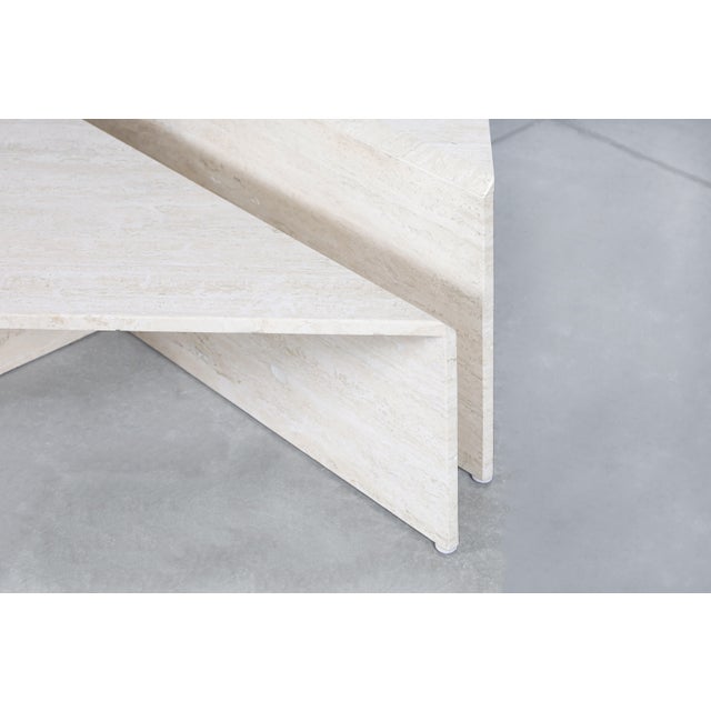 Stone 1950s Architectural Italian Two-Piece Travertine Coffee Table by Up & Up For Sale - Image 7 of 12