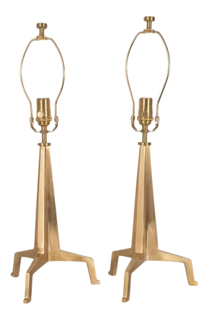 Brutalist Tripod Table Lamps - A Pair