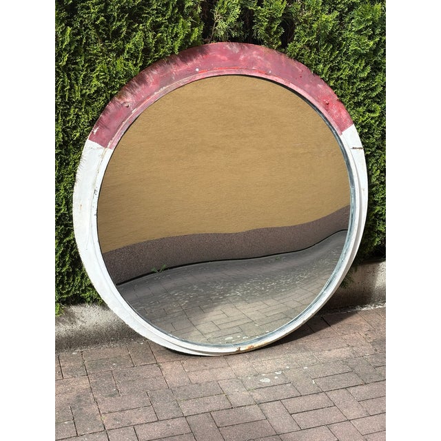 White Vintage Industrial Intersection Mirror,1960s For Sale - Image 8 of 8