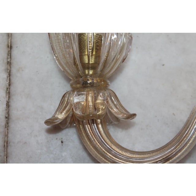Barovier & Toso 1970's Mid Century Murano Barovier & Toso Gold Dust Wall Sconce For Sale - Image 4 of 9