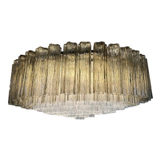 Contemporary Clear and Fumè “Tronchi” Murano Glass Chandelier in Venini Style For Sale