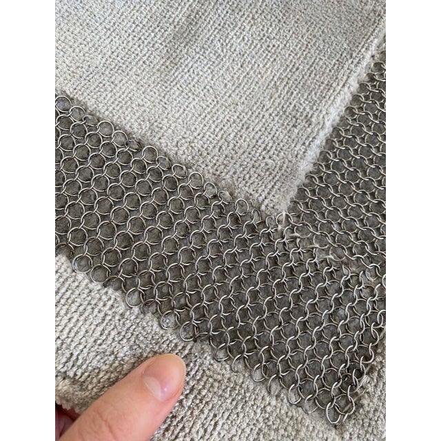 Textile Modern Cloud Blue Silk Rug with Metal Chain Border by Doris Leslie Blau For Sale - Image 7 of 10