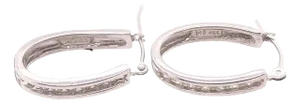 14 Karat White Gold Diamond Half Hoop Earrings