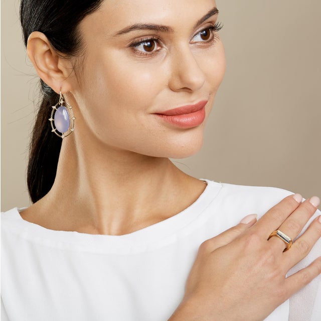 Contemporary Syna Yellow Gold Hex Ring with Diamonds For Sale - Image 3 of 4