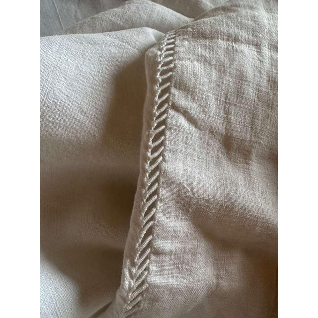 Textile Antique French Linen Sheet White Monogrammed Trousseau Textile Ladderwork Detail Hand Pulled Stitch 1920s Romantic Bedding For Sale - Image 7 of 10