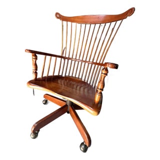 1970s Frederick Duckloe Cherry Valley Windsor Swivel Desk Chair For Sale
