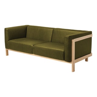 LIFT Three-Seater Sofa in Ash and Camel Leather Seat by Julien Renault For Sale
