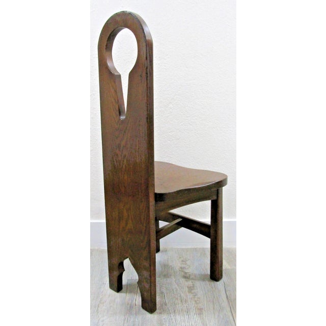 1910s Antique American 1910s Pine Keyhole Dining Chair Side Chair For Sale - Image 5 of 13