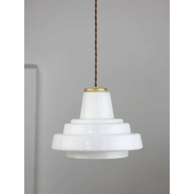 Mid-Century Italian Brass and Opaline Pendant Lamp For Sale - Image 13 of 13