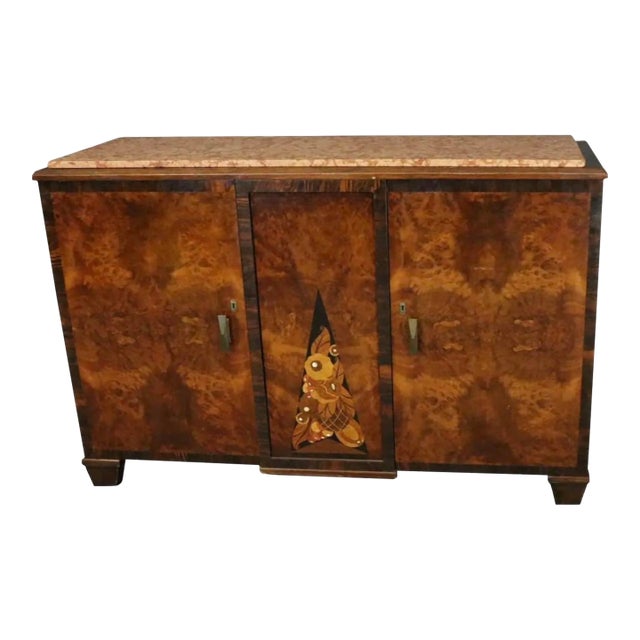 1930’s Art Deco Sideboard Credenza With Inlay For Sale