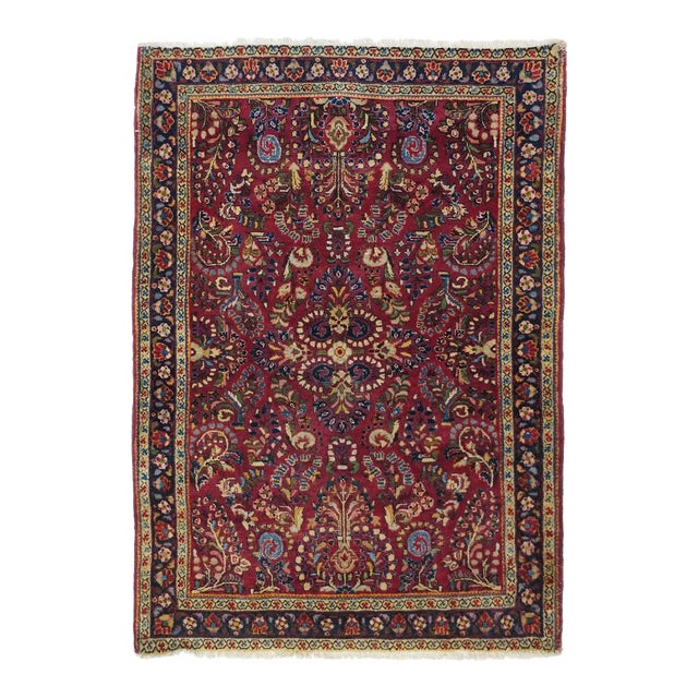 Antique Sarouk Rug 3'4'' x 5'0'' For Sale