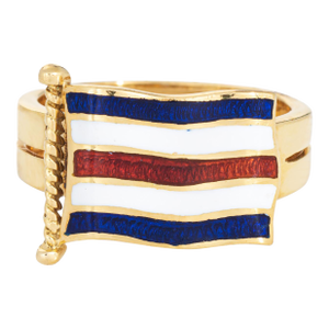Vintage Nautical Flag Ring Signal C Charlie 18k Yellow Gold 6.5 Marine Jewelry