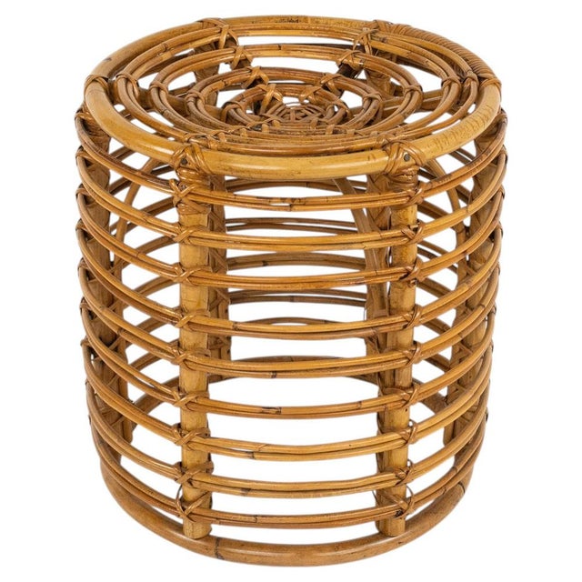 Mid-Century Modern Rattan and Bamboo Stool by Tito Agnoli, Italy, 1960s For Sale - Image 12 of 12