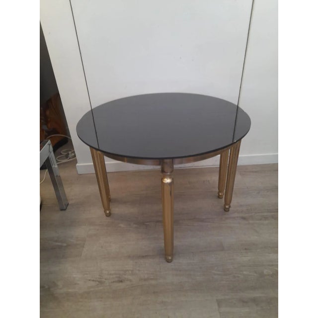 Small Demi-Lune Tables in Golden Brass, 1970s, Set of 2 For Sale - Image 3 of 13