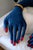 2020s Large Blue Hand Shaped Pillow ,Handmade Velvet Cushion,Unique Decorative Throw Pillow For Sale - Image 5 of 7