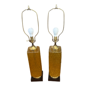 1960s Mid Century Modern Empoli (Tronchi) Glass Lamps - a Pair