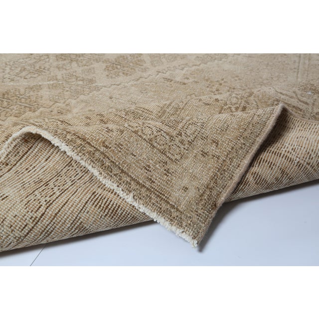 Antique Distressed Tribal Rug – Handwoven Wool on Cotton, Neutral Beige Geometric Medallion Area Carpet - 9' 8'' X 12' 7'' For Sale - Image 13 of 13