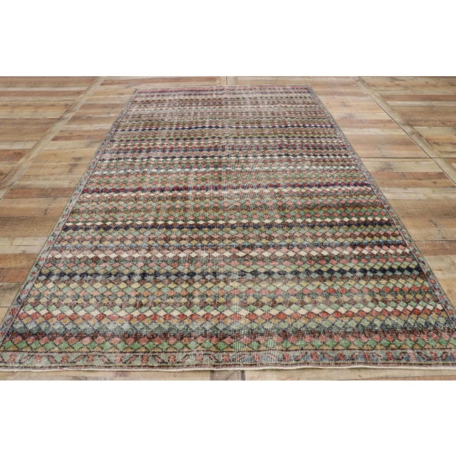 Brown Vintage Turkish Sivas Rug With Mid-Century Modern Style - 05'03 X 09'00 For Sale - Image 8 of 10