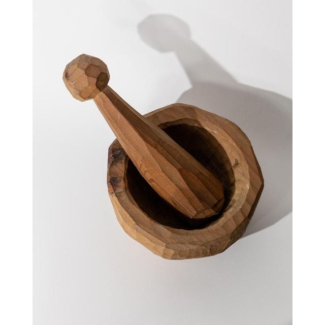 Vintage Brutalist Sculptural Handcarved Wooden Mortar, 1970s, Set of 2 For Sale - Image 6 of 11