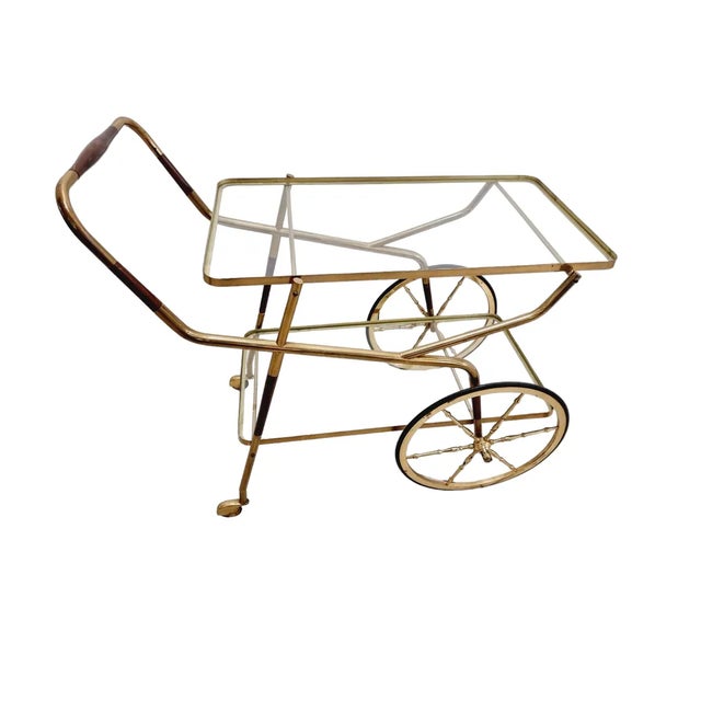 Mid-Century Modern Hollywood Regency Neoclassical Serving or Drinks Trolley by Cesare Lacca, Italy, 1950s For Sale - Image 3 of 6