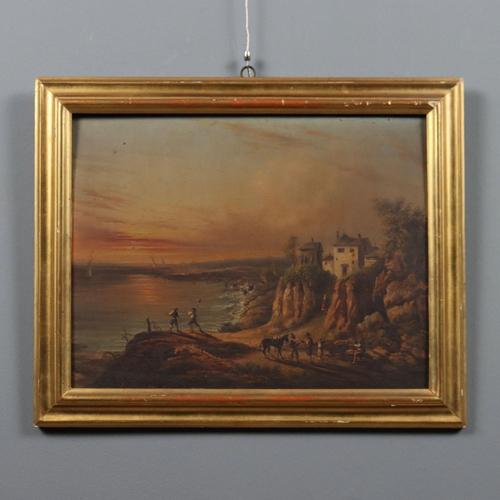 Sunset on Sea Landscape, Oil on Borad, Framed For Sale - Image 11 of 11