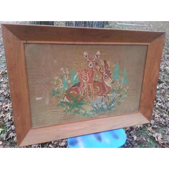 Vintage Needlepoint in Wooden Frame Chairish