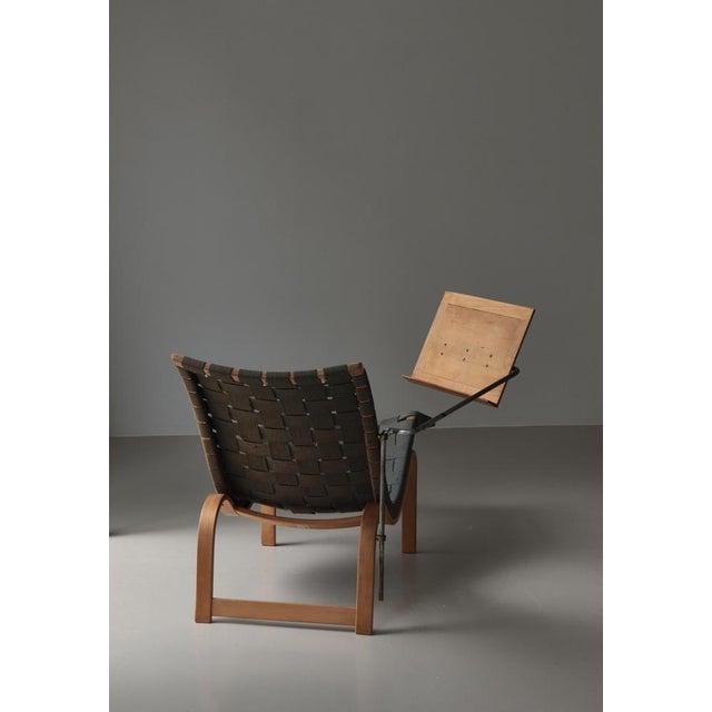 Bruno Mathsson Early No. 36 Chaise Longue in Blue Webbing and Beech attributed to Bruno Mathsson, 1939 For Sale - Image 4 of 18