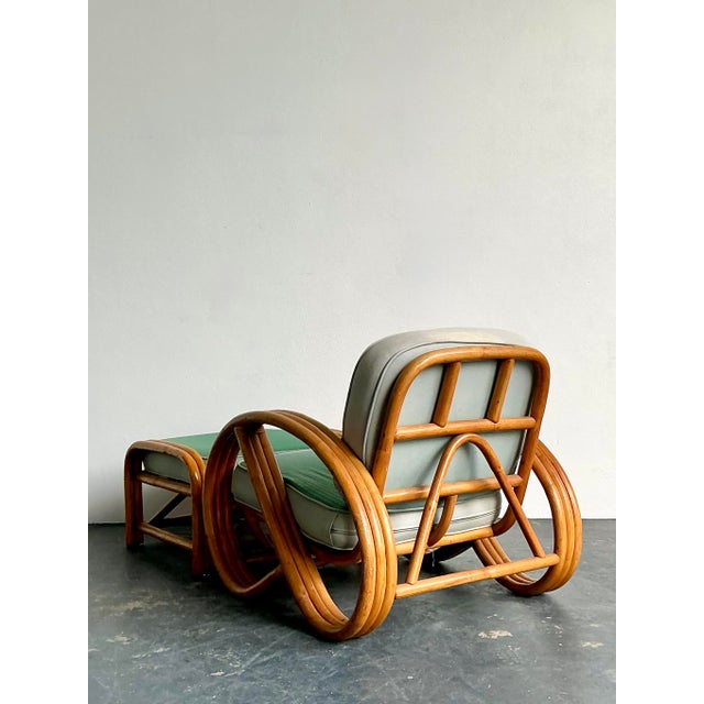 Tan Vintage 1950s Beverly Hills Rattan Lounge Chairs and Ottoman For Sale - Image 8 of 12
