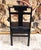 Chinese Early 20th Century Black Lacquer Chinese Influence Charcoal Leather Dining Chairs- Set of 4 For Sale - Image 3 of 13