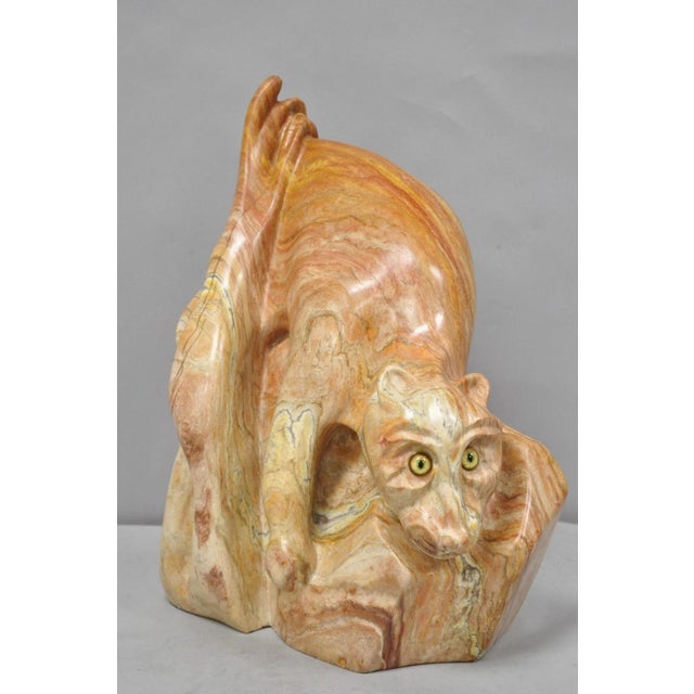Pink Vintage Seymour Shuren Modern Pink Carved Marble Abstract Panther Cat Sculpture For Sale - Image 8 of 18