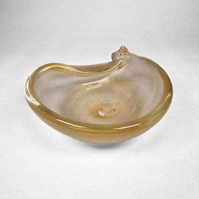 On offer is this lovely mid century studio art glass bowl / ashtray featuring a folded detail with spiral and gorgeous...